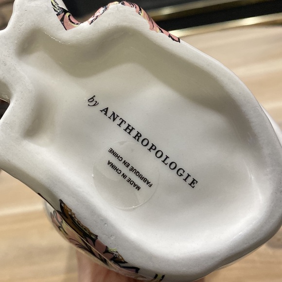 Anthropologie Floral Dog Vase - White and Pink - Picture 7 of 10
